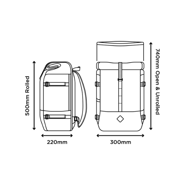 Restrap Rolltop 40L Dimensions